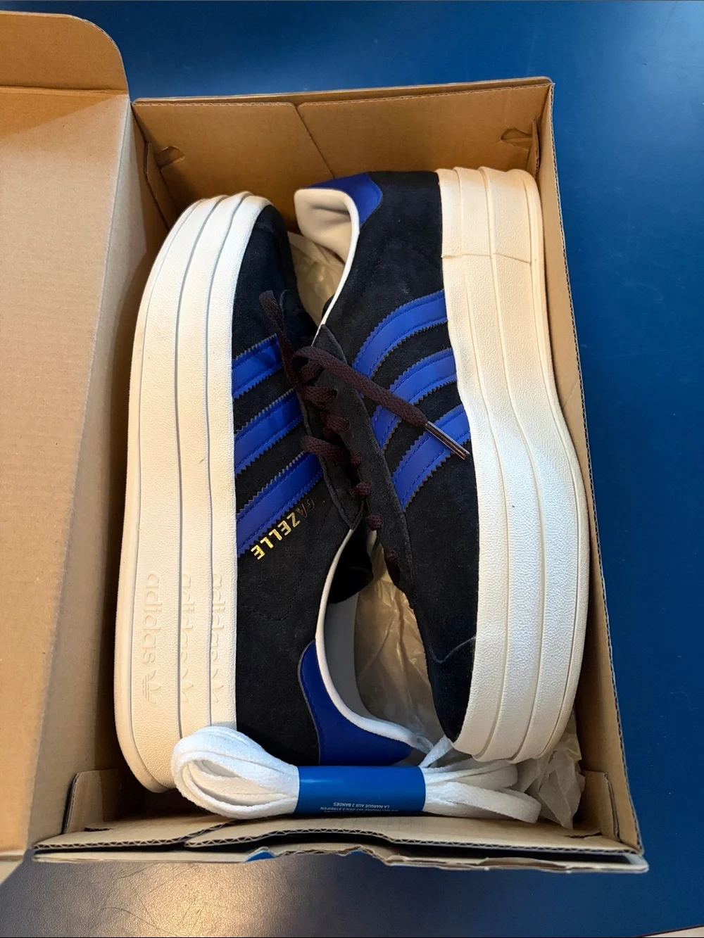 Adidas women’s Black and Blue Gazelle Suede Sneaker